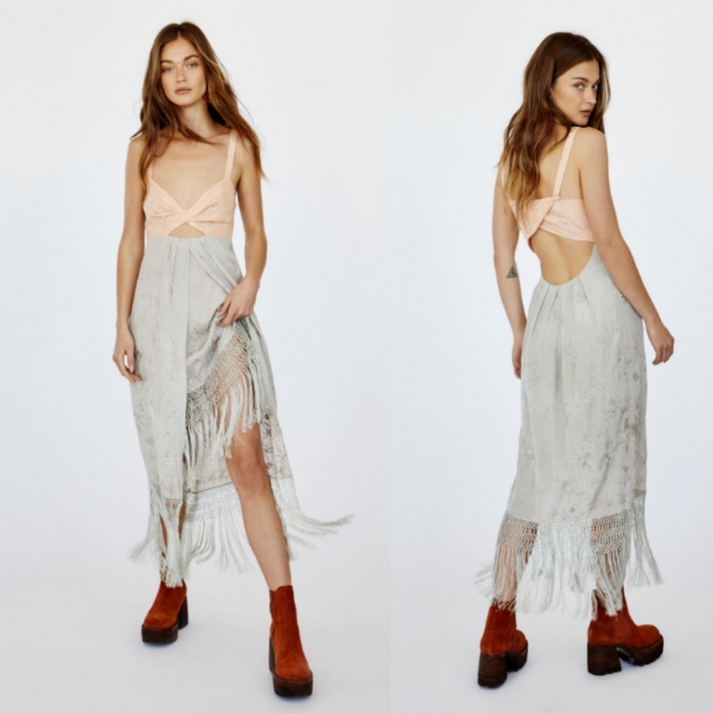 FREE PEOPLE Love Me Not Fringe Midi Dress